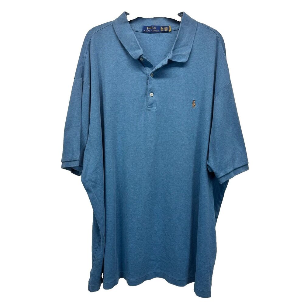 Polo Ralph Lauren Blue Shirt 3XLT Big Tall Short Sleeve Flesh Pony Preppy Luxury